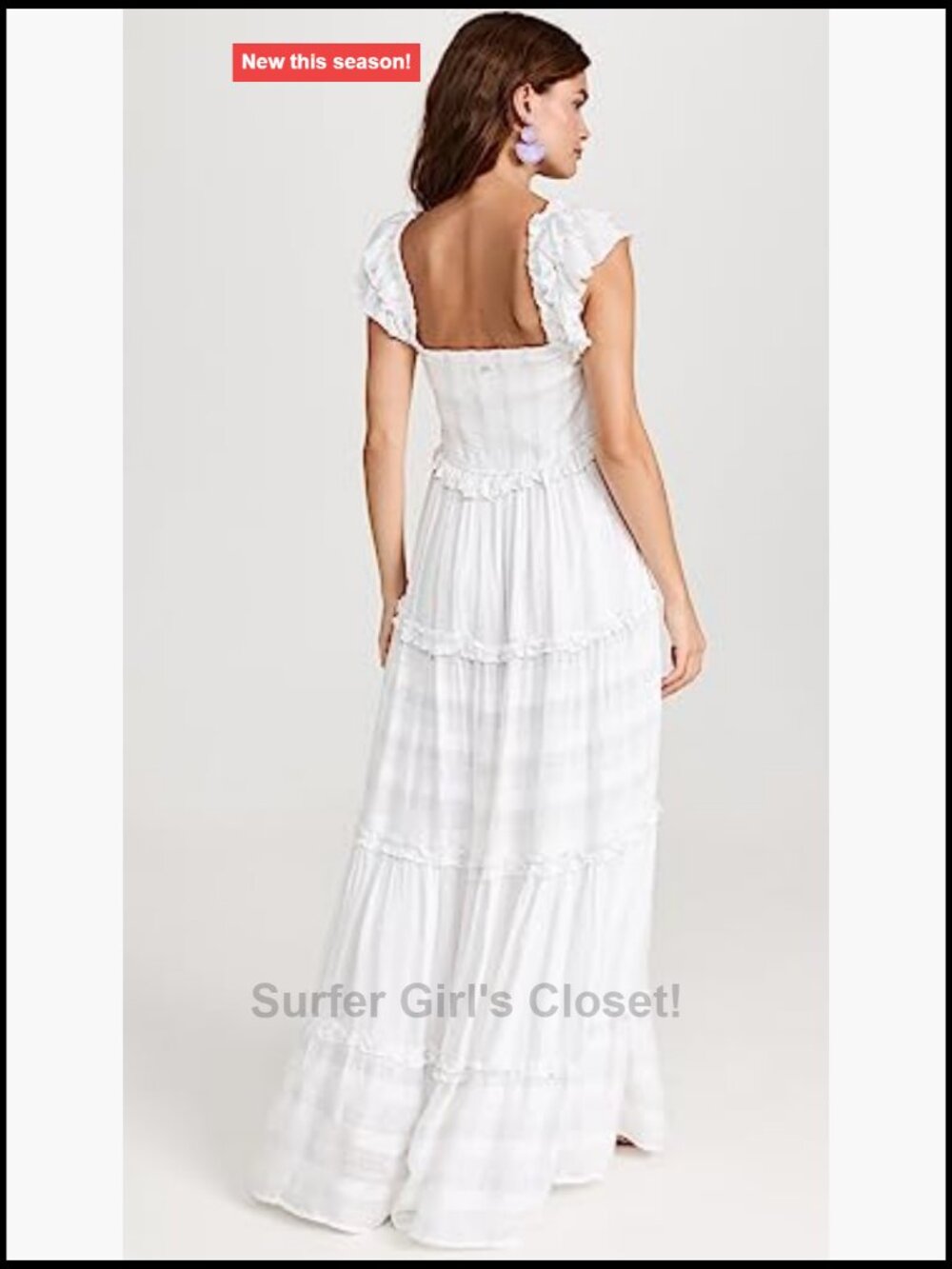 Women's Victoria Dress Cotton Coverup Maxi Flutter Sleeve Smocked - Picture 3 of 7